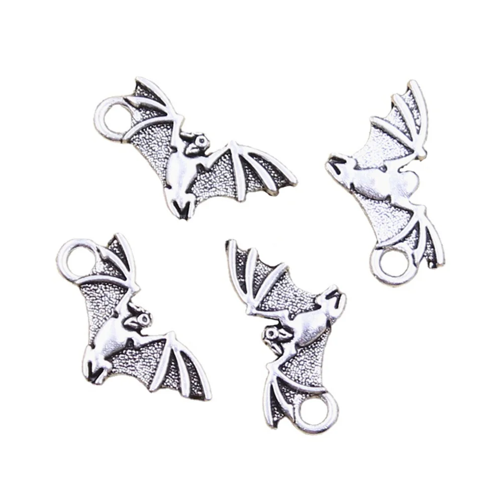 15pcs Charms Flying Bat Halloween 22x12mm Antique Silver Color Pendants Making DIY Handmade Tibetan Finding Jewelry