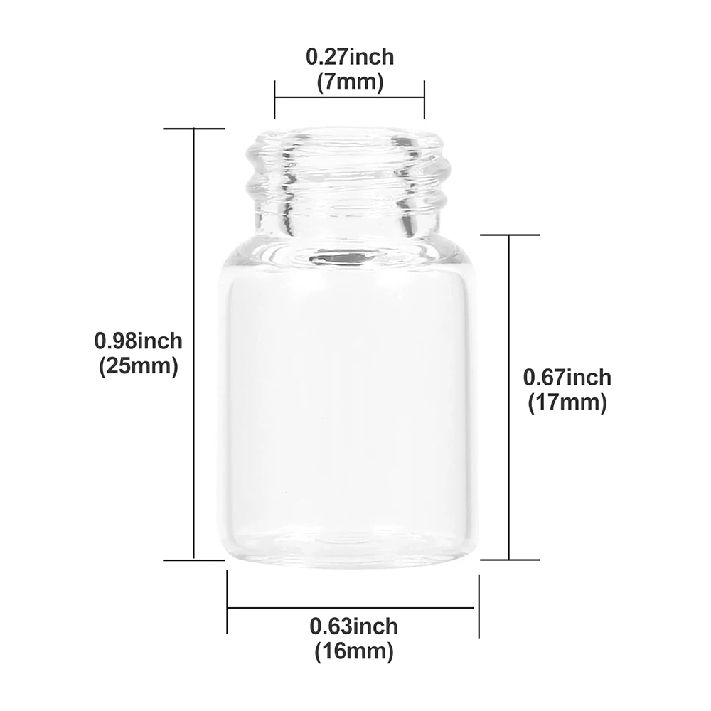 2ml Clear Glass Vials with Screw Caps and Plastic Stoppers, 1/2 Small Liquid Sample Vial, Leak-Proof Vial