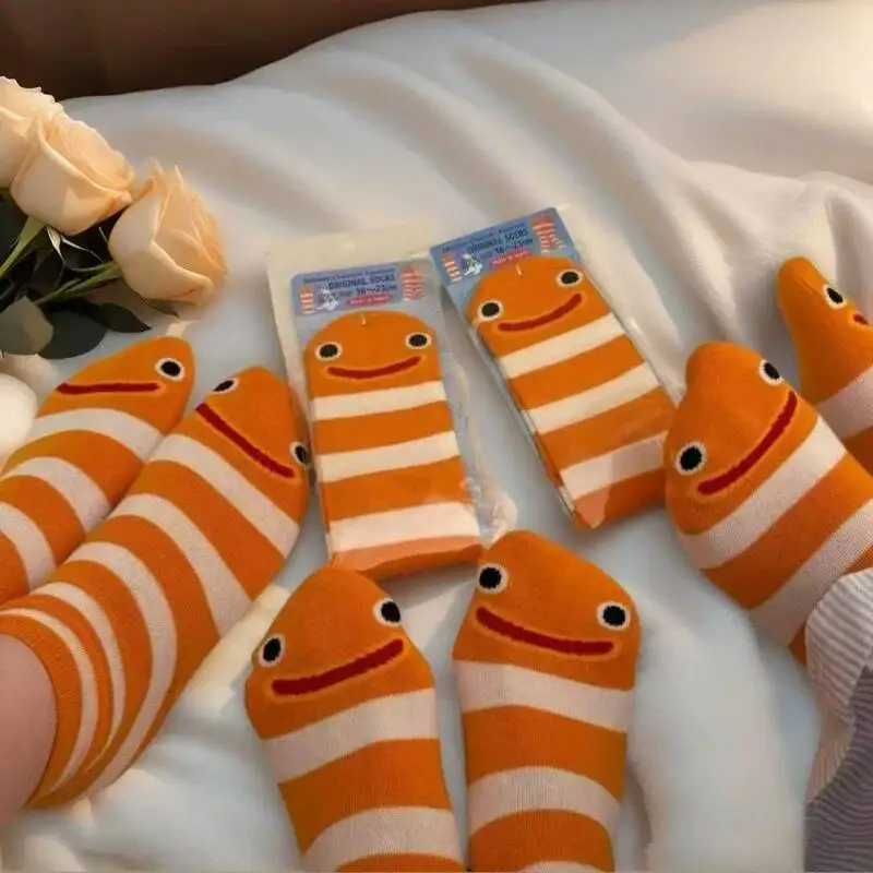 

New Garden Eel Socks Mid-calf Spring And Summer Ins Cute Cartoon Japanese Style Stripe Wacky Fiesta Carnival Halloween Cosplay