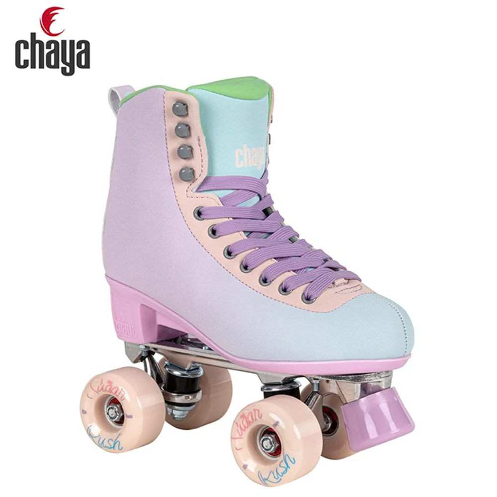 100% Original Powerslide Chaya Quad Skates Professional Double Roller Skates Leather Boot Base 4 Wheels Skating Shoes Patines