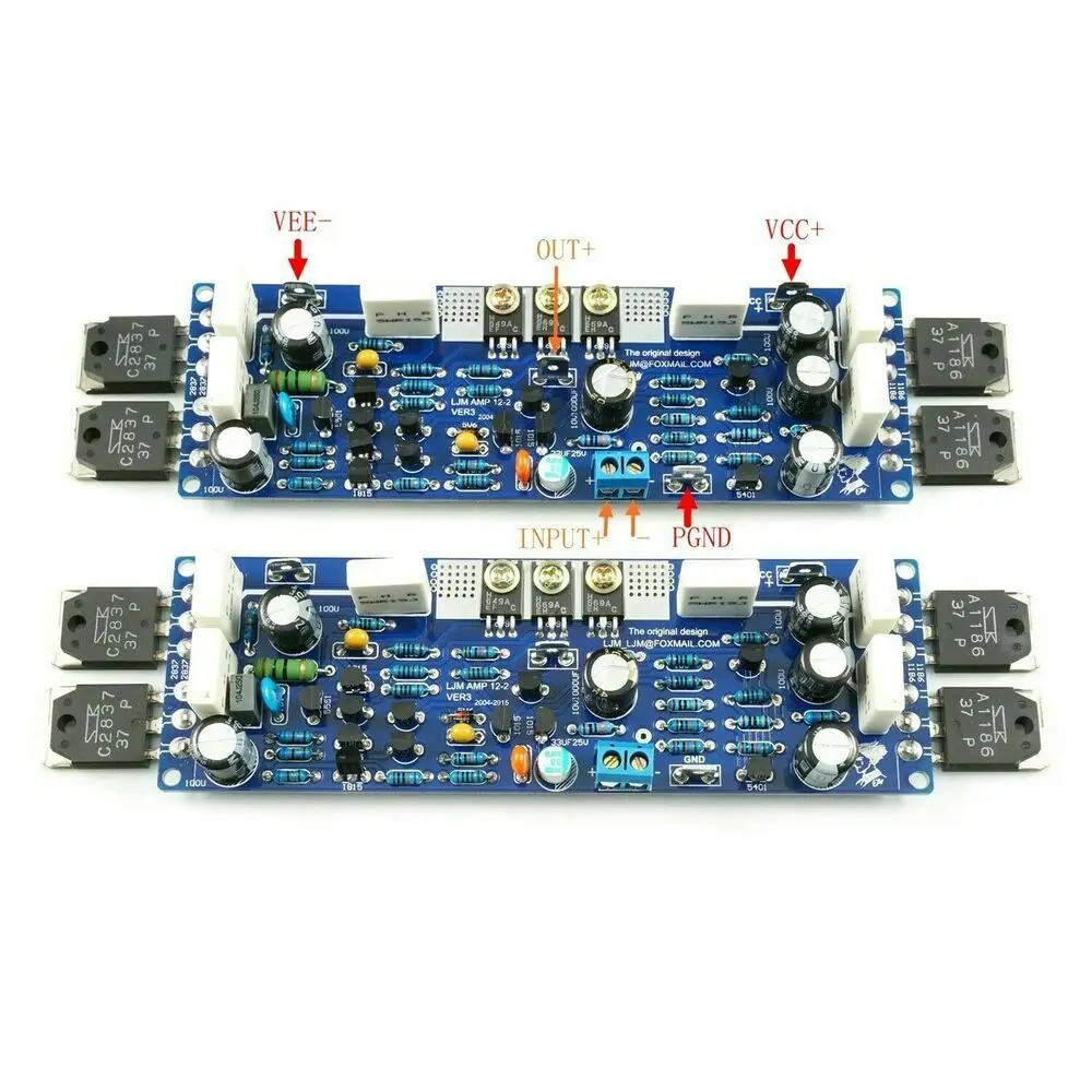 

2pcs LJM L12-2 Dual Channel Power Amplifier Board Low Distortion Class AB AMP