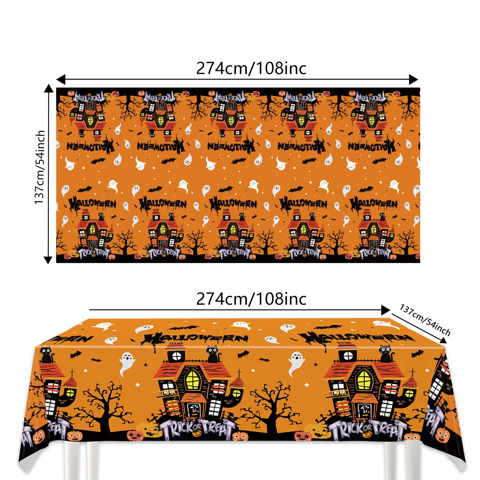 

Halloween Terror Pumpkin Ghost Decoration Tablecloths,for Halloween Party DIY Table Decoration Supplies
