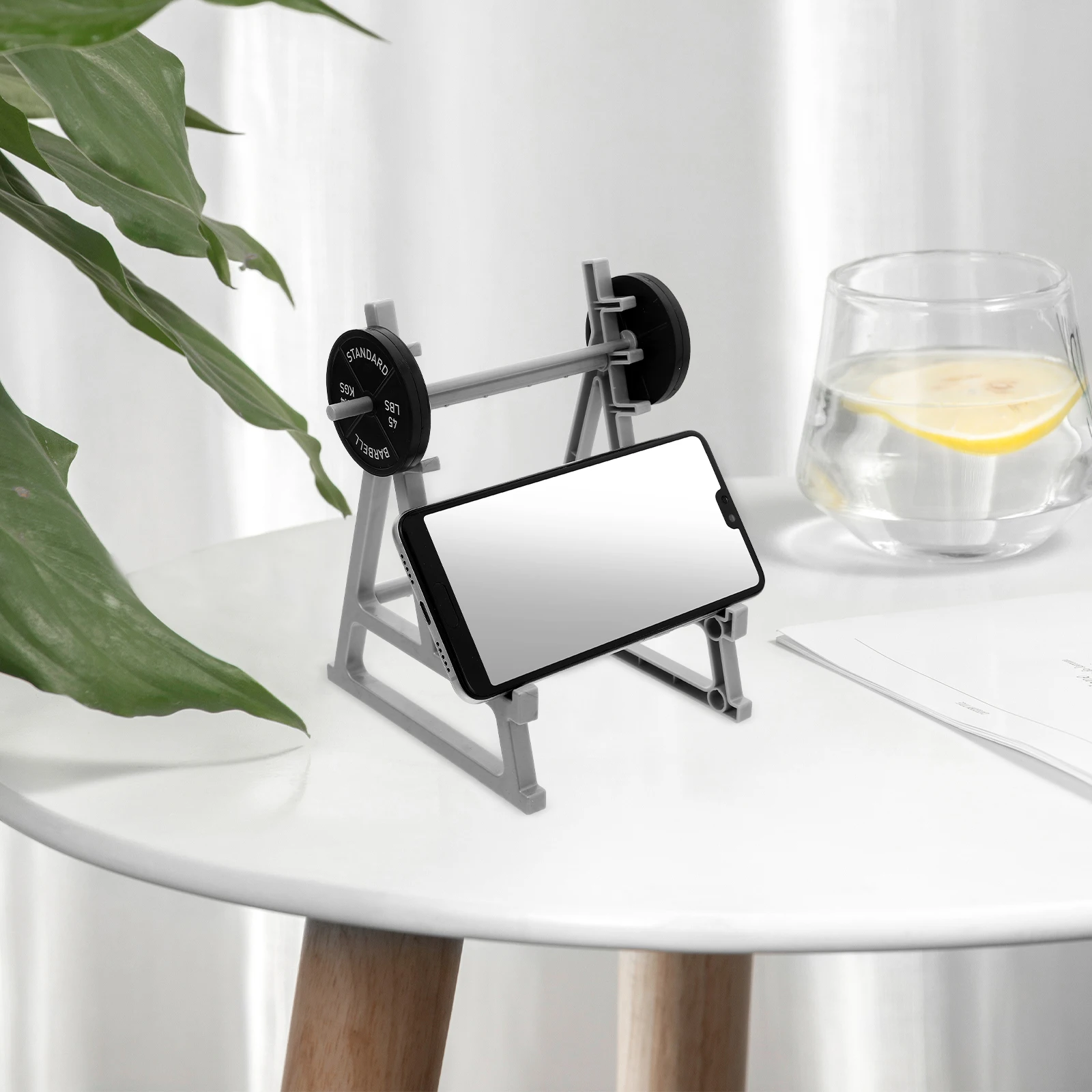 

Barbell Pen Holder Fitness Ornament Table Dumbbell Stationery Storage Silver Hanging Rack