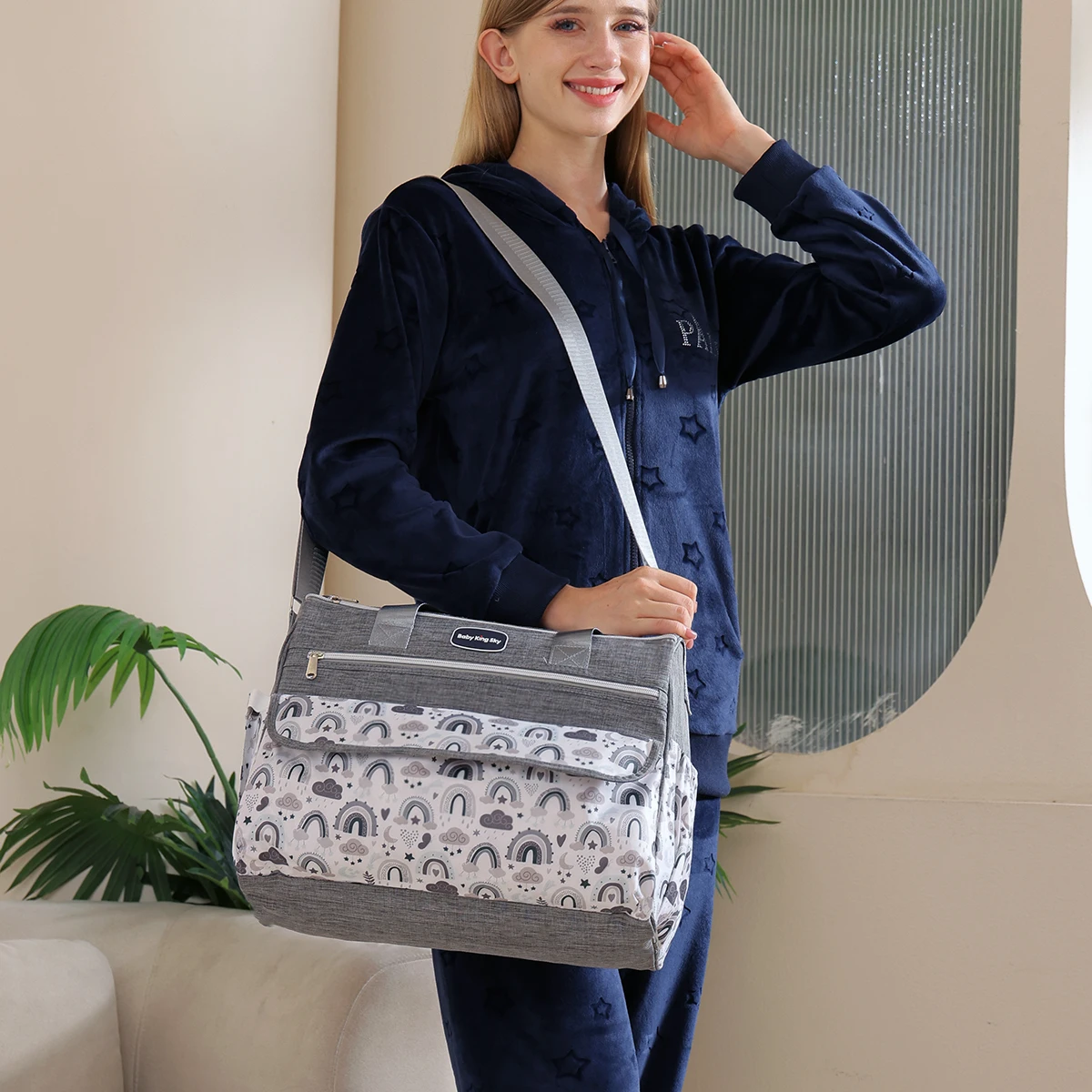 New Fashion Single Shoulder Large Capacity Mommy Bag Multi functional printed diagonal diaper bag Handheld Mother and baby bag