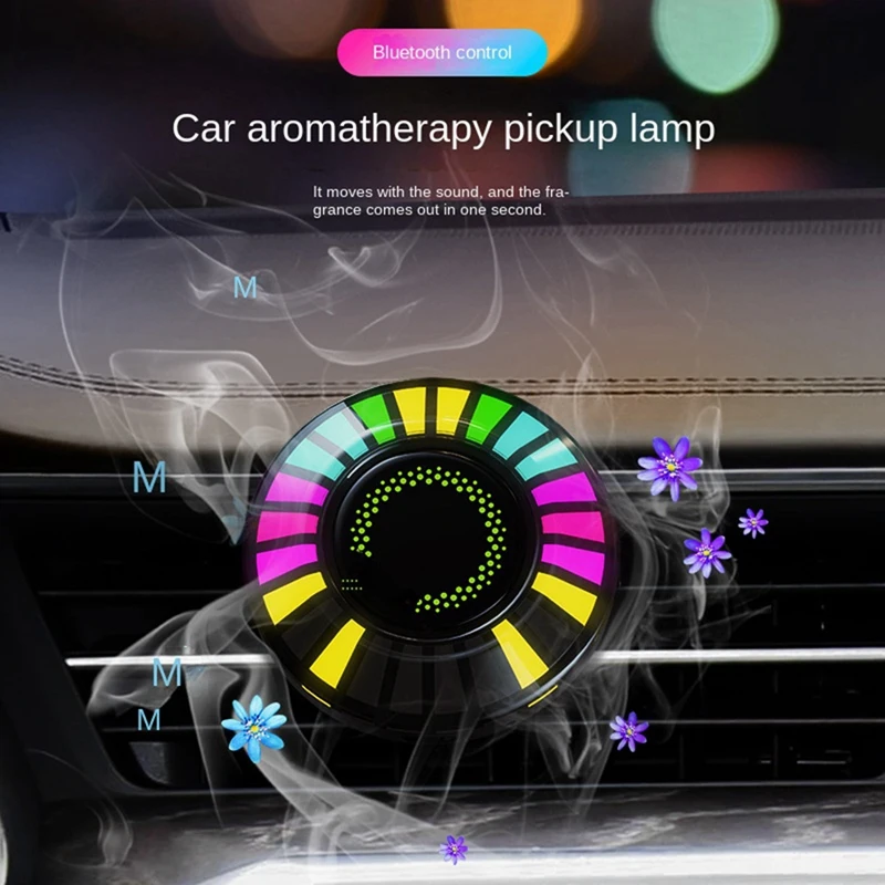 RGB LED Car Aroma Diffuser Car Atmosphere Light Air Conditioner Air Outlet Pendant Voice Controlled Music Rhythm Light