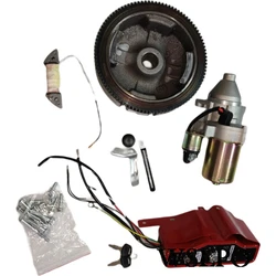 Electric Start Kit(Incl. Starter Flywheel Charging Coil Key Box Bolts) Fits 173F/177F/GX240/GX270 Clone 8HP 9HP Gas Engine