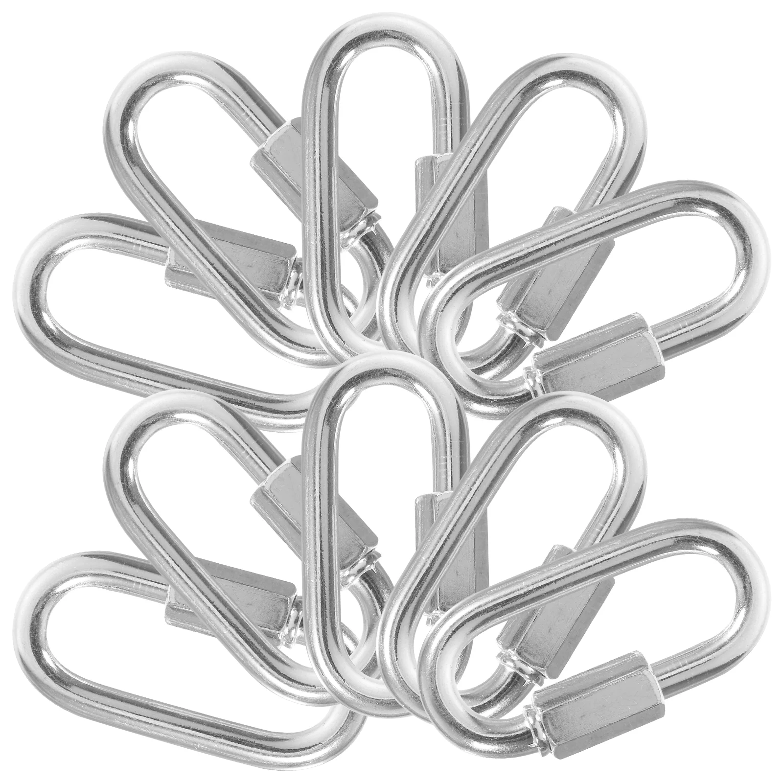 

10 Pcs M8 Iron Zinc Plated Carabiner Quick Connect Link Heavy Duty Chain Hook for Hammocks Climbing Safety