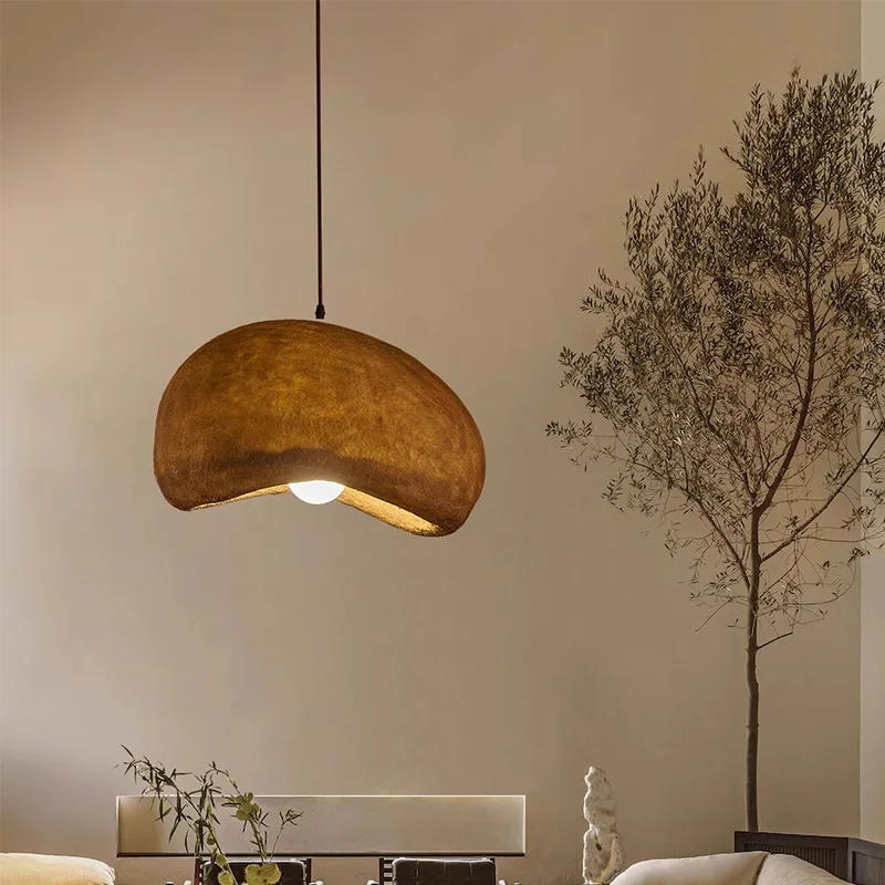 modern wood colour elliptical pendant light,fordecorationkitchen, living room,Adjustable hanging line, Led ceiling chandelier