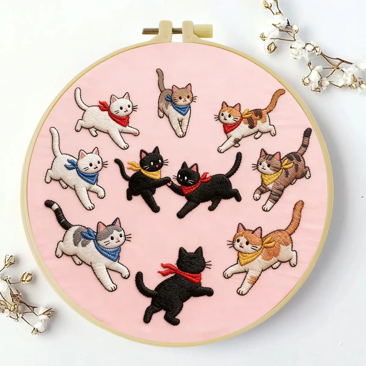 1 Stück 20X20CM/15X15CM 7,87/6,3 Zoll Katzen-Stickerei-Starter-Kit DIY-Kit DIY-Stickerei-Set Handarbeiten Malerei – Detail 1