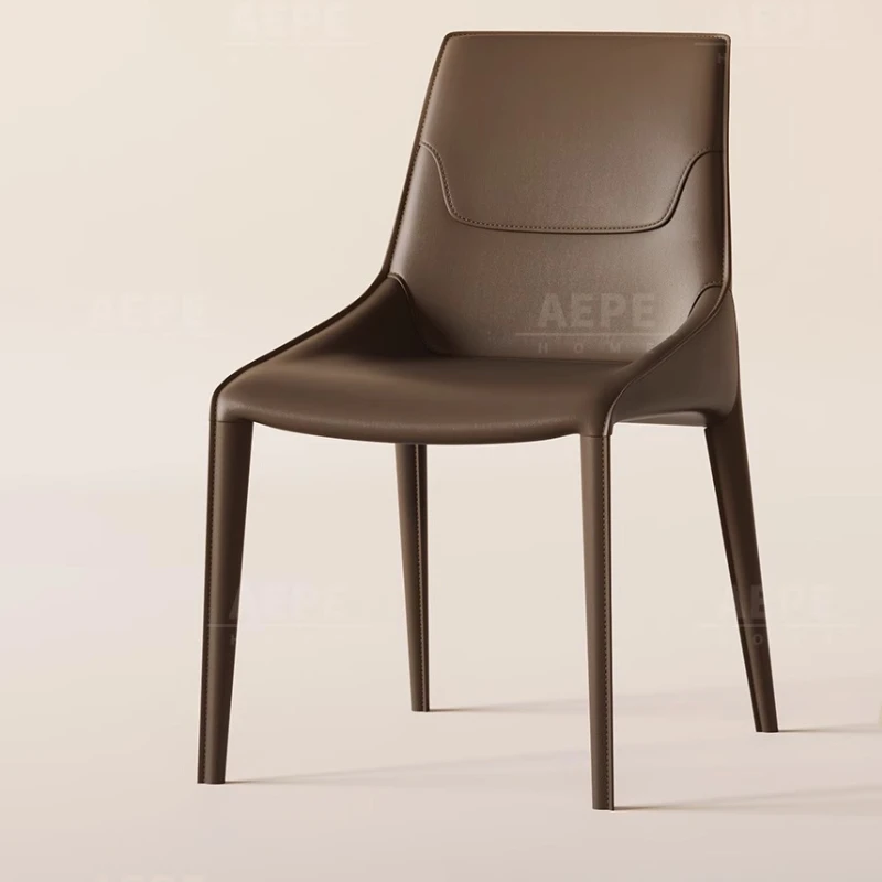 

French-style Creamy Fashion Dining Chair Modern Minimalist Saddle Leather Home Seat Esthetisch En Duurzaam Dining Room Furniture