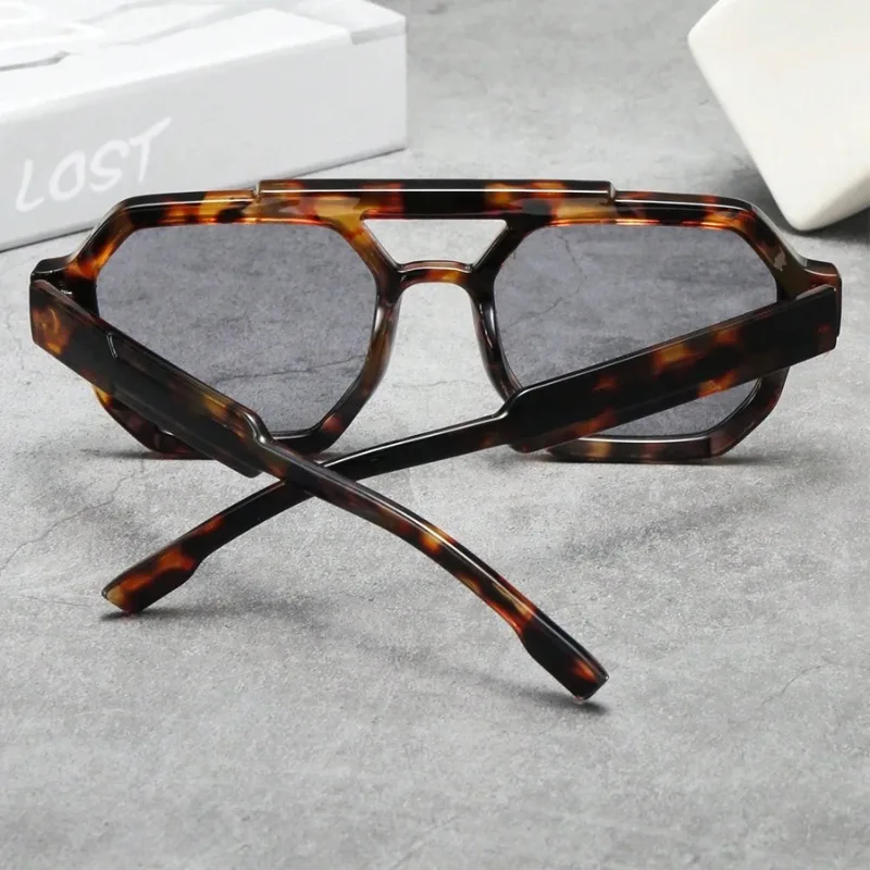 New Retro Double Bridges Women Polygon Square Sunglasses Fashion Blue Purple Men Shades UV400 Sun Glasses image 4