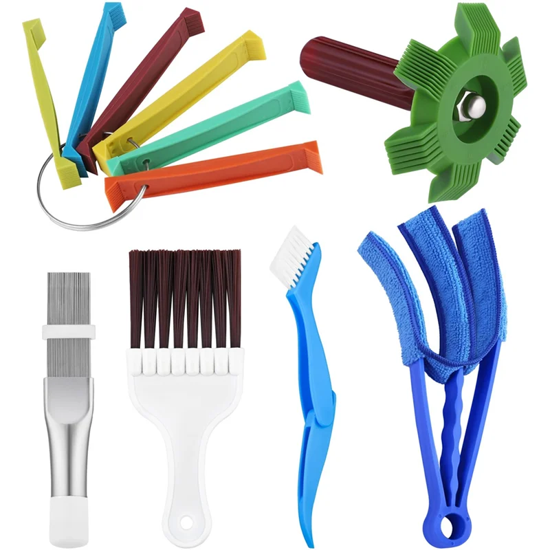 A78E-6Pc Air Conditioner Fin Cleaner Set,FCR6 Fin Comb Condenser,Air Outlet Cleaner Evaporator Radiator Repair Clean Tool Set