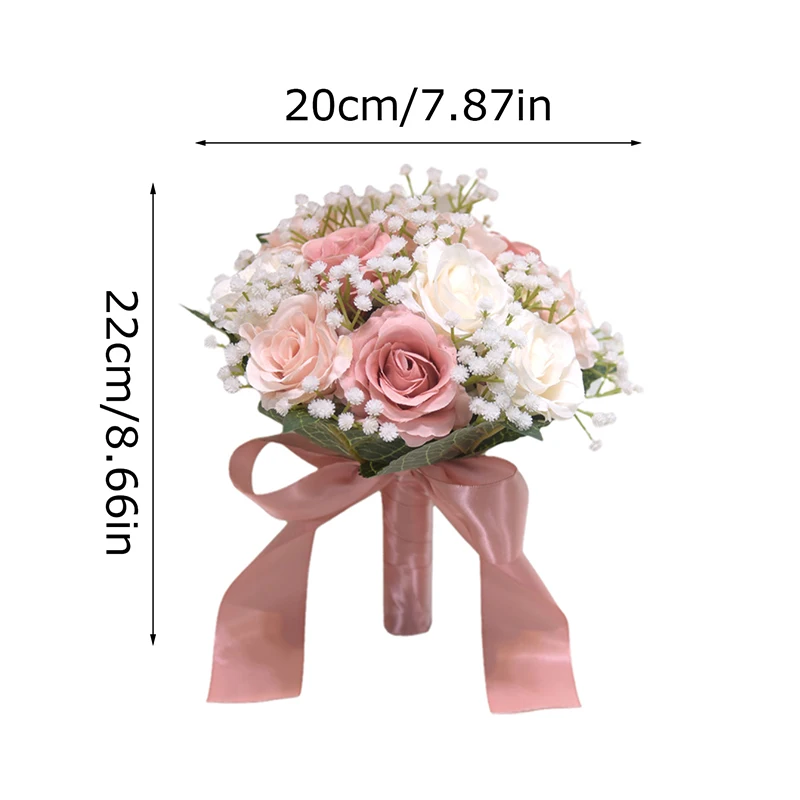 Bridal Bridesmaid Holding Flowers Bouquet Artificial Silk Rose Flower Bouquet Bride Wedding Marriage Bouquet Party Accessories image 6
