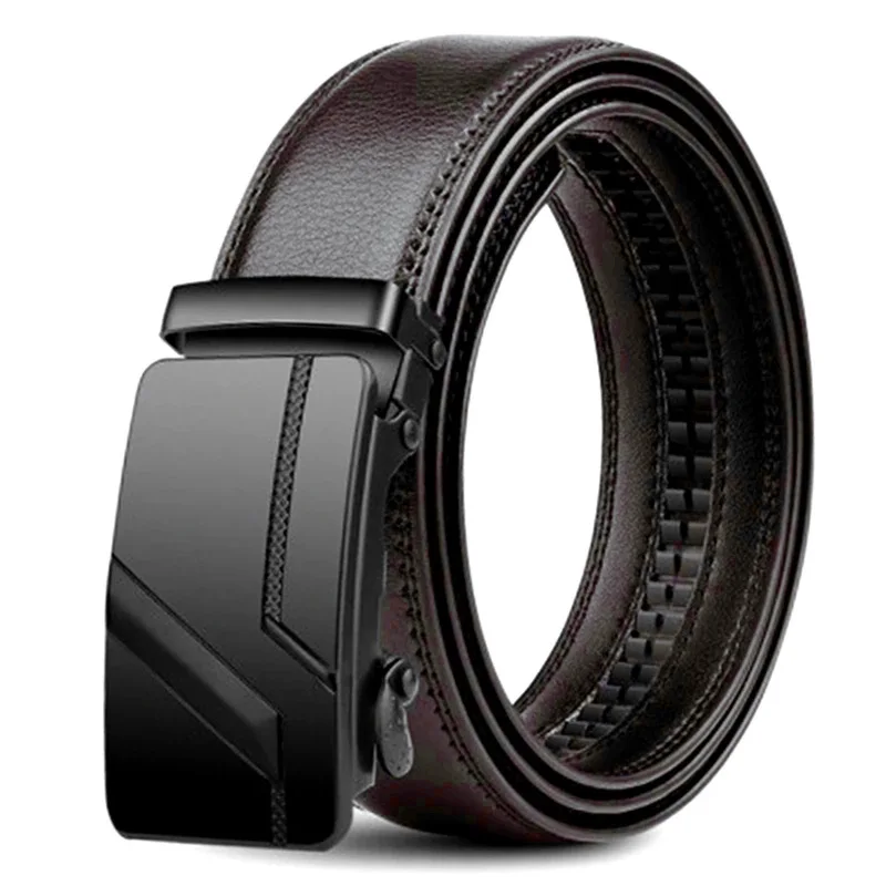 Herren 105–130 140 150 160 170 cm großer Plus-Size-Gürtel PU-Marke Mode 3,5 cm automatische einfache Schnalle schwarzer PU-Ledergürtel