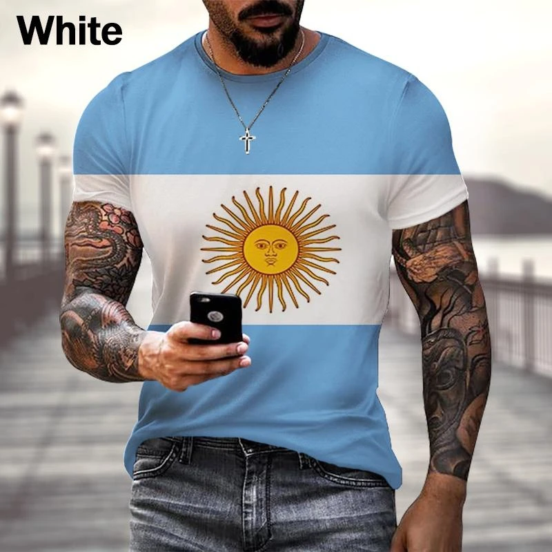 Argentina\'s New Fashion 3d Printed T-shirt Street Funny Personality Hip-hop Cool Casual Short-sleeved Top