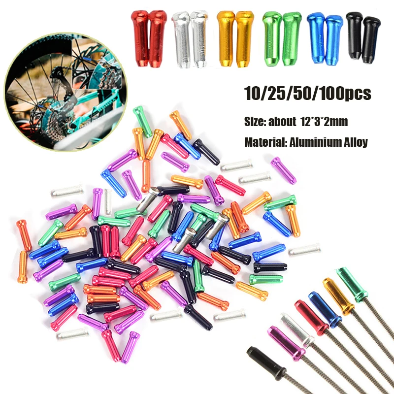 Imagem -05 - Liga de Alumínio Bicicleta Freio Shifter Cabo Interno Dicas Wire End Cap Bike Linha Núcleo Capa Engrenagem Várias Cores 10100 Pcs