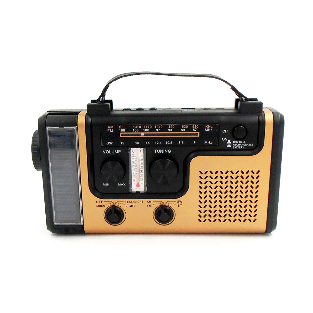 AM FM SW Solar Emergency Radio LED Flashlight Bluetooth-compatible Solar Powered Weather Radio USB Chargiing for Outdoor Camping
