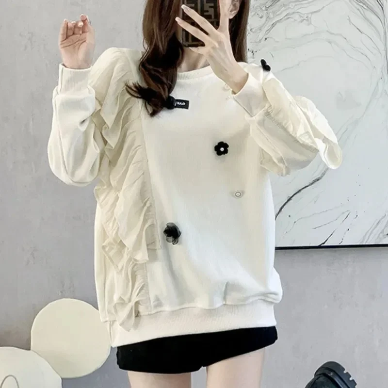 

Повседневные толстовки для женщин, популярный дизайн, 3D ниша, крутой корейский стиль, свободная повседневная женская одежда с длинными рукавами, новые универсальные брюки