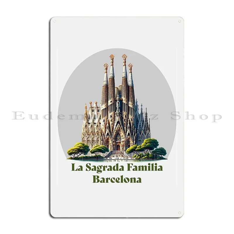 La Sagrada Familia Barcelona Spain Metal Plaque Club Cinema Home Garage Personalized Tin Sign Poster