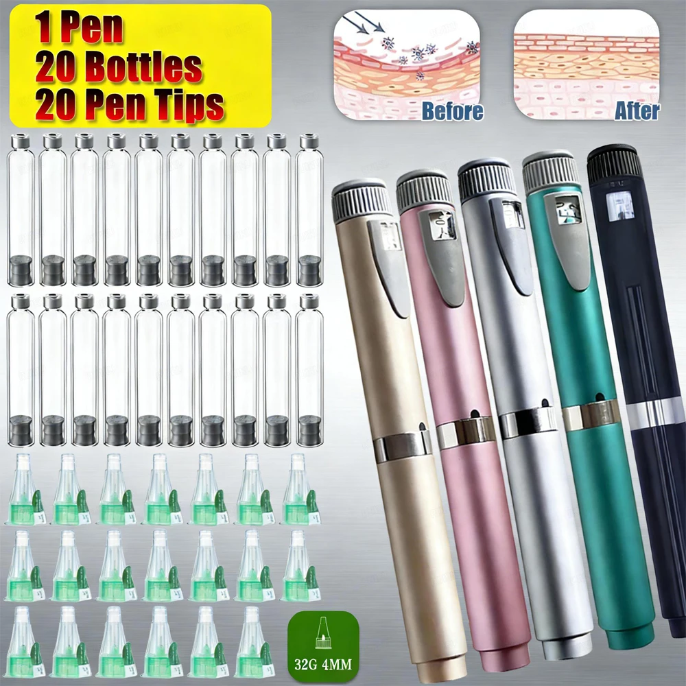 Set  Estética Médica: 1 Lápiz Mágico, 20 Botellas  Cartucho Vacías  3ml + 20 Puntas  Lápiz para Cartuchos  Insulina, K
