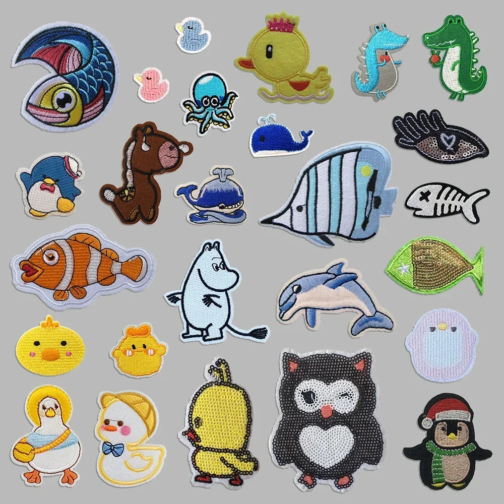 Wholesale sales of 1 piece animal pattern embroidery Hot melt adhesive ironing decorate clothing Sewable repair hole patch