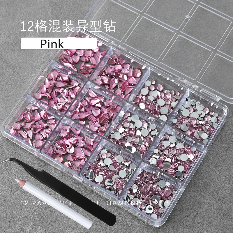 3D Baby Blue Multi-Shape Nail Art Rhinestones