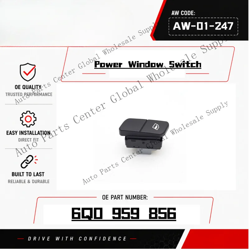 L+ for Volkswagen Polo MK4 Interior Passenger Side Window Control Switch 6Q0 959 856