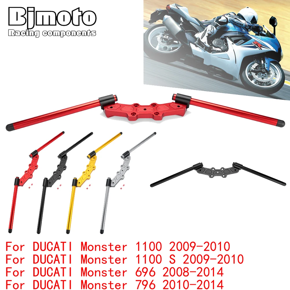 

For Ducati Monster 696 796 2010-2014 For Monster 1100 S 2009-2010 Motorcycle Clip-On Adapter Plate Adjustable Handlebars Set