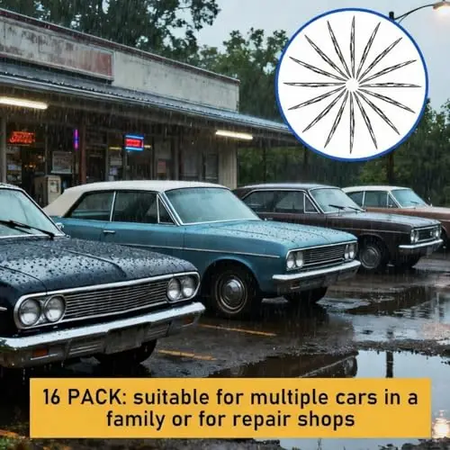 

16-Piece 22-Inch Universal Silicone Windshield Wiper Blades For Front Car Windows All-Season Durable Replacement With U And J