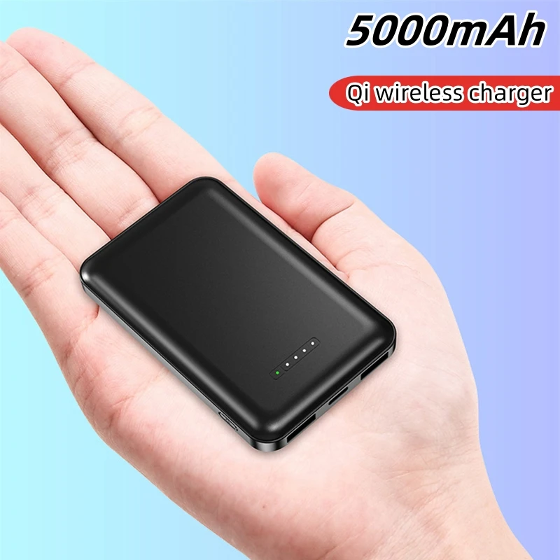 Magnetic Wireless Charger Power Bank Dual USB for iPhone Xiaomi Samsung Mini Powerbank Portable Induction Charger Spare Battery