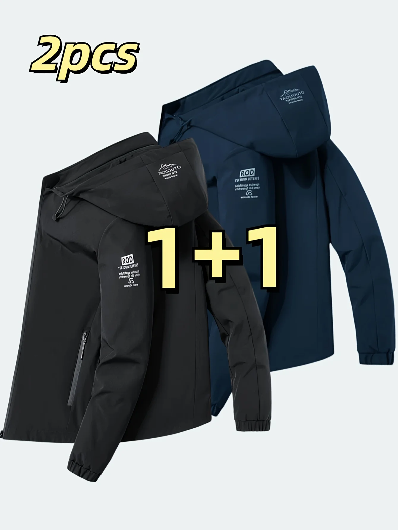 سترة بغطاء للرأس عصرية للرجال مكونة من قطعتين - اتجاه كاجوال، بتصميم سحاب قابل للفصل، ألياف بوليستر، وأكمام طويلة