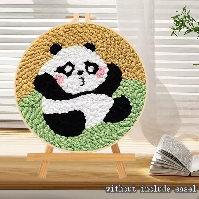 

1 Pack Cute Panda Pattern Needlework Craft Kit Punch Needle Embroidery Animal Kits For Beginners Cute Home Decor