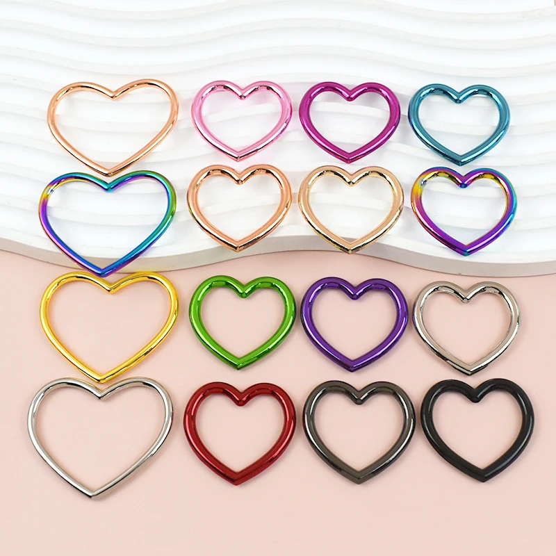 

5Pcs Meetee Heart Metal Ring Buckle 29x22/40x28mm Bag Webbing Strap Carabiner Rings Dog Collar Belt Buckles Hardware Accessories