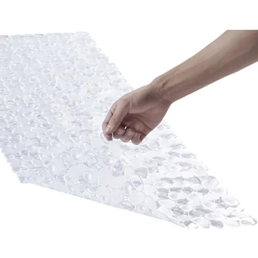 

Bath Shower Mat Non Slip: Extra Large Pebble Bathtub mat for Families, Anti Slip Shower Matt with Drain Holes Suction Cups Tub