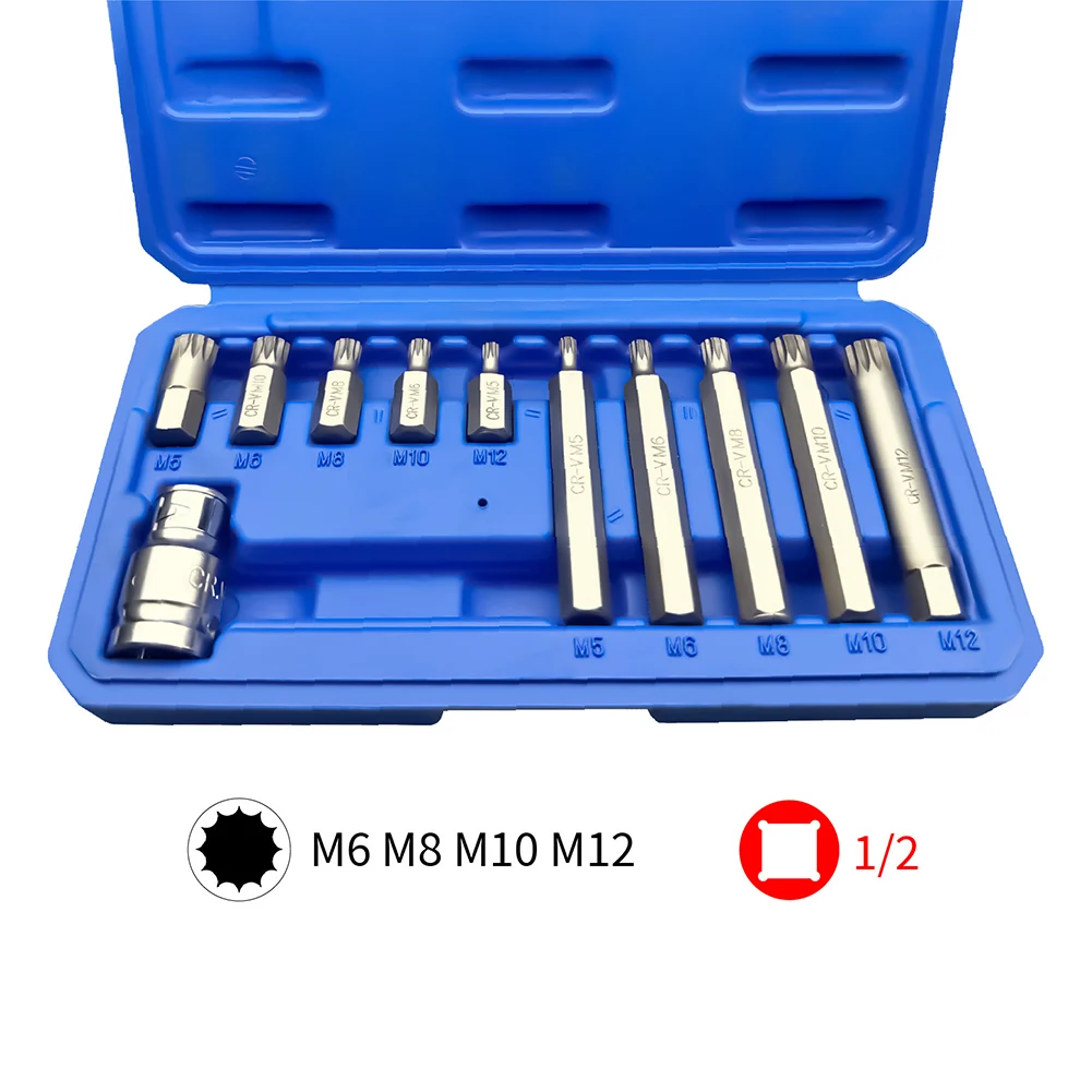 11pcs M Type For Impact Socket Set with Socket Sleeve and Adapter for Professional Automotive Repair and Maintenance
