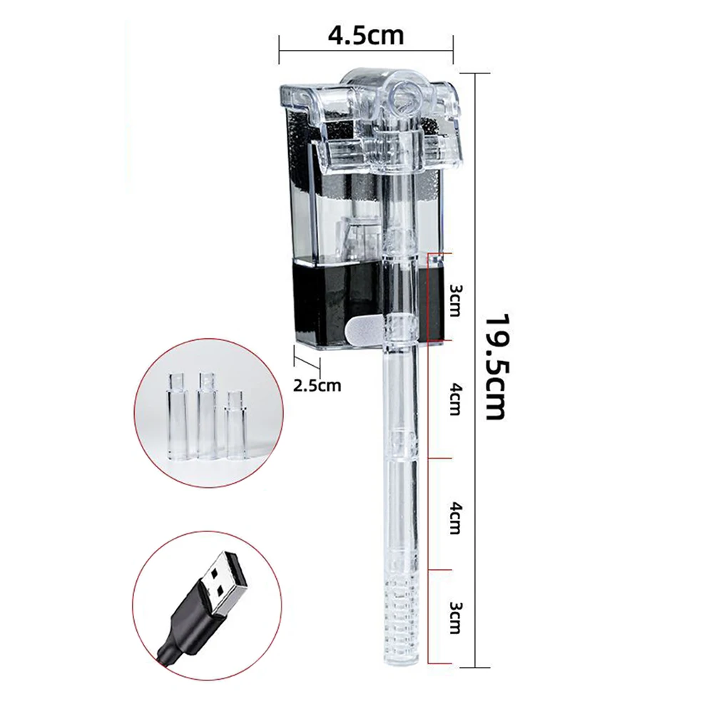 3 In 1 Oxygen Submersible Water Purifier 250L/H Mini Aquarium Filter External Hang Up Filter For Aquarium Fish Tank Filter