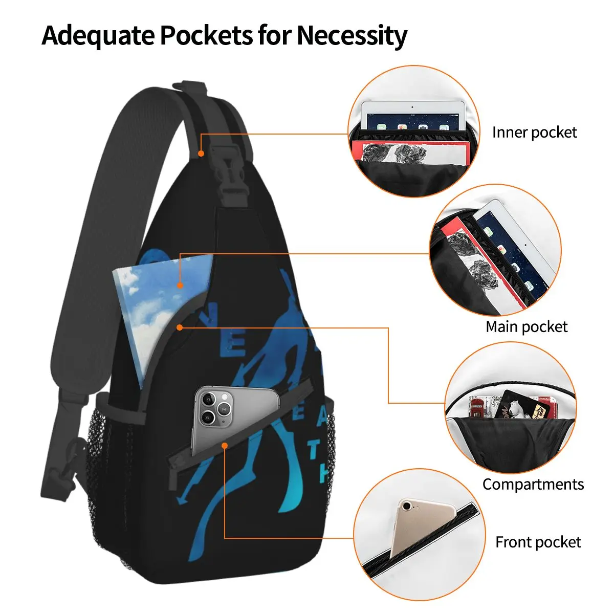 Mergulho mergulho saco crossbody esportes uma respiração caça submarina amantes freediving peito saco mulher homem ombro mochilas de viagem