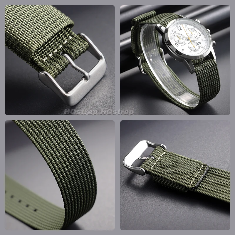 18mm 20mm 22mm Nylon Strap for Seiko for Omega Canvas Ribbed Watch Band Soft Sport Breathable Replacement Bracelet Accessories