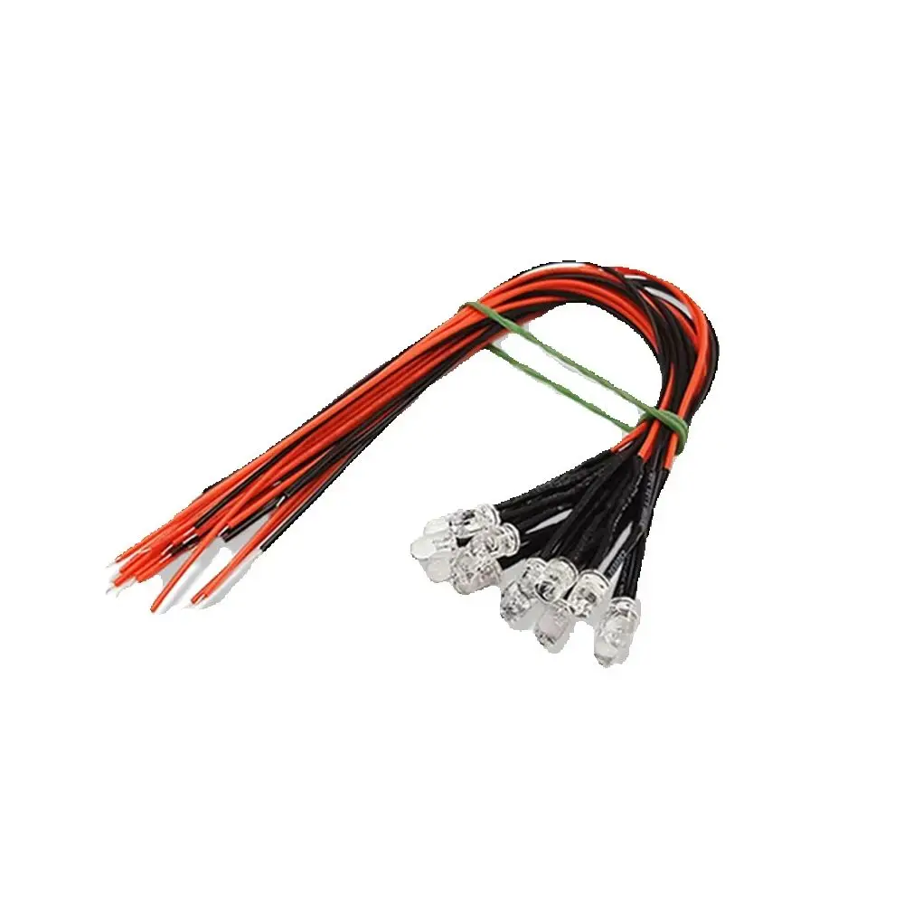 10 peças 5mm led 5-12v 20cm pré-fio branco vermelho verde azul amarelo uv rgb lâmpada de diodo decoração diodos emissores de luz pré-solidos