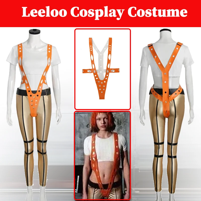 

Leeloo Cosplay Costume 1997 Movie Fifth Elements Disguise Roleplay Fantasia Clothing Women Jumpsuits Halloween Party Role Suits