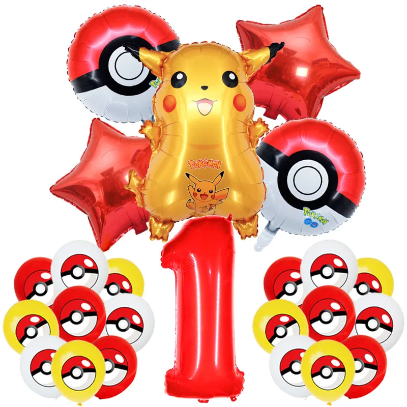 Cartoon Pokemon Foil Palloncino digitale Set da festa Stoviglie usa e getta Simpatico palla da elfo Forniture per decorazioni per feste di