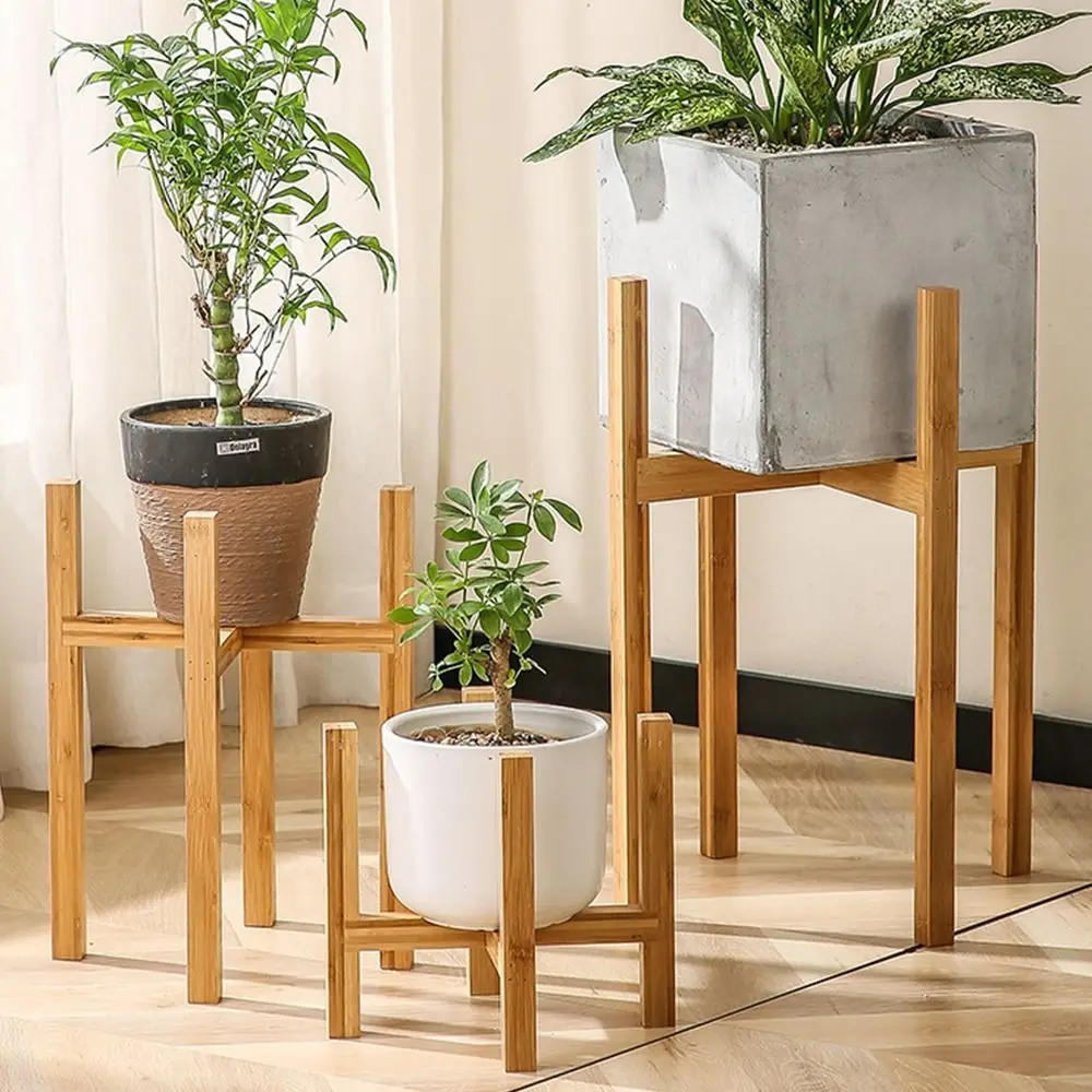 Floor-Standing Wood Flowerpot Holder Home Decoration Round Leg Bonsai Display Stand Desktop Ornament Succulents Organization