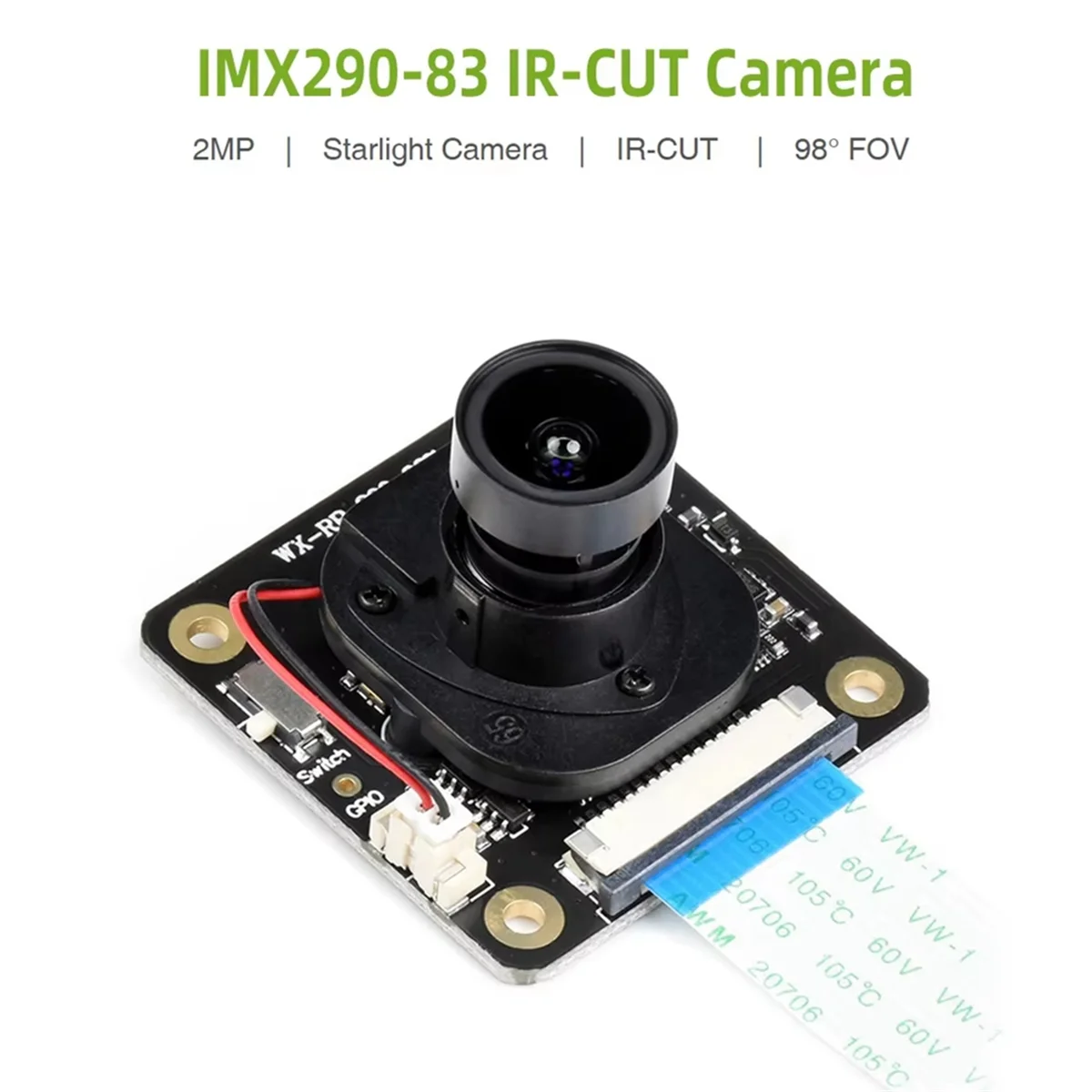 

TEH-eДля Raspberry Pi IMX290-83 ИК-камера Промышленная камера Starlight Датчик с фиксированным фокусом 2 МП для Raspberry Pi 4B 3B+