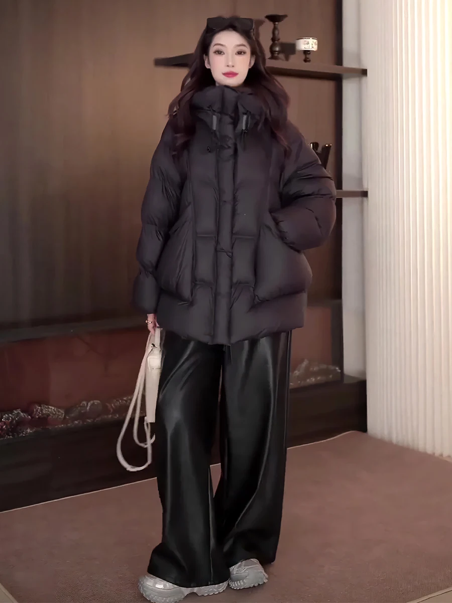 

Women's Thiened White Du down Puffer Jaet Winter Coat Warm Hooded Casual Outerwear Sli Cold Proof Outerwear