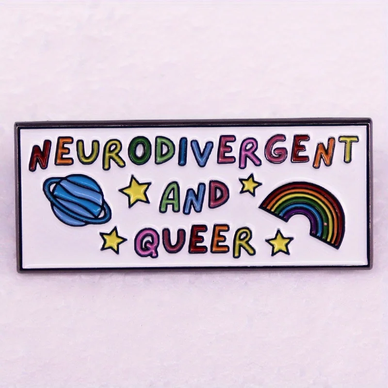 Neurodivergent and Queer Enamel Pin - Vintage Alloy Brooch for Parties Banquets