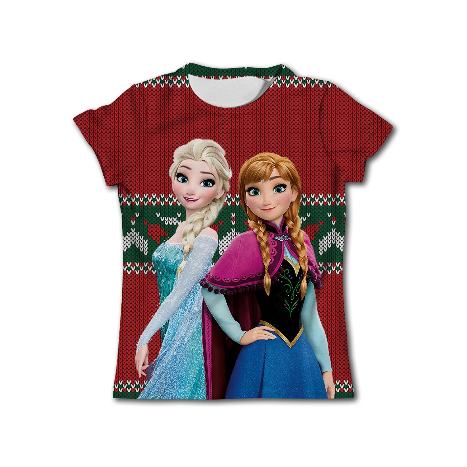 Disney Kawaii Anna Elsa Frozen T Shirt Girl Tops Tees Kids Girls Clothes Disney T-shirts Children Short Sleeve