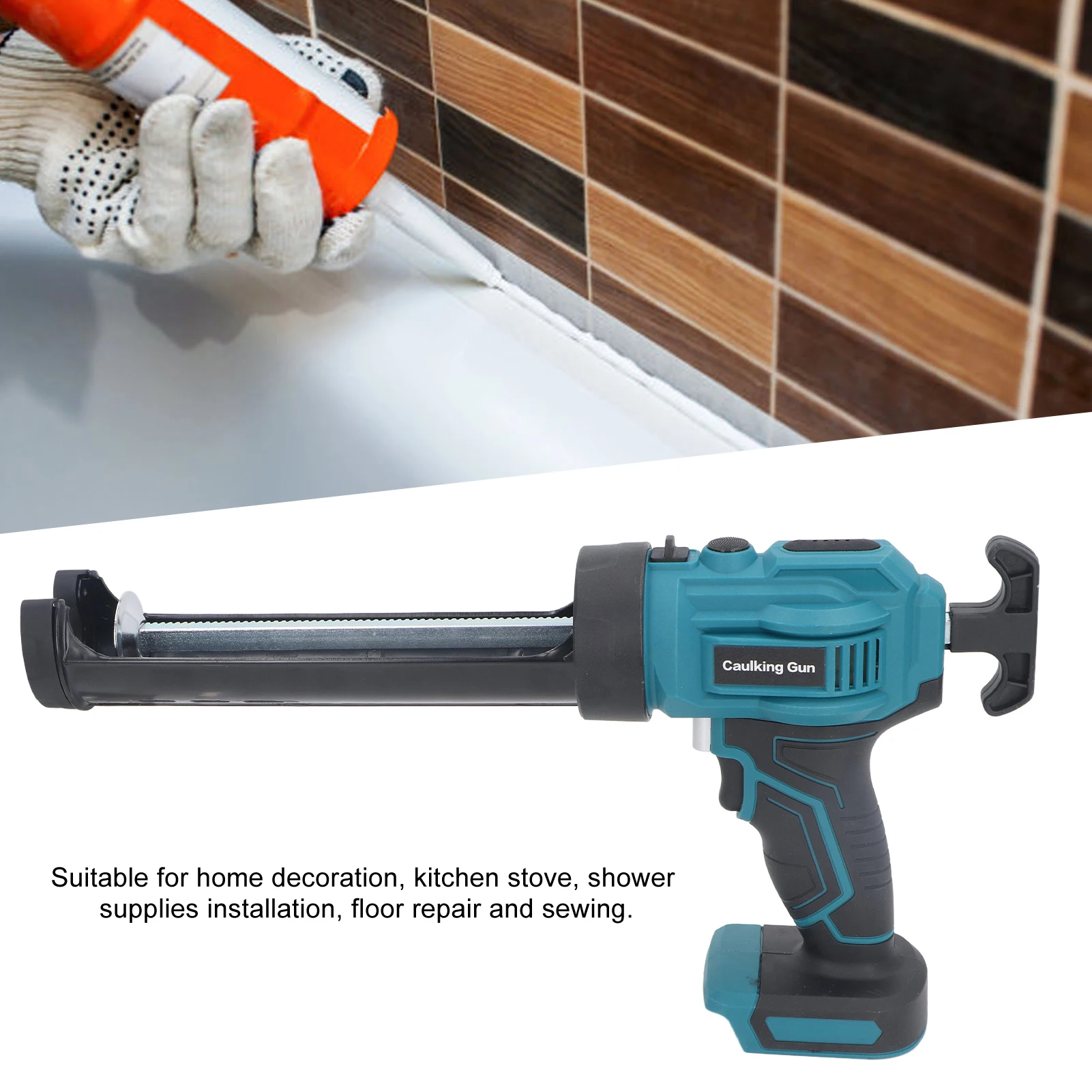 Cordless Caulking Gun 4 Speeds Battery Operated Rechargeable Caulk Gun with LED Light for Home Renovations Kitchen Countertop
