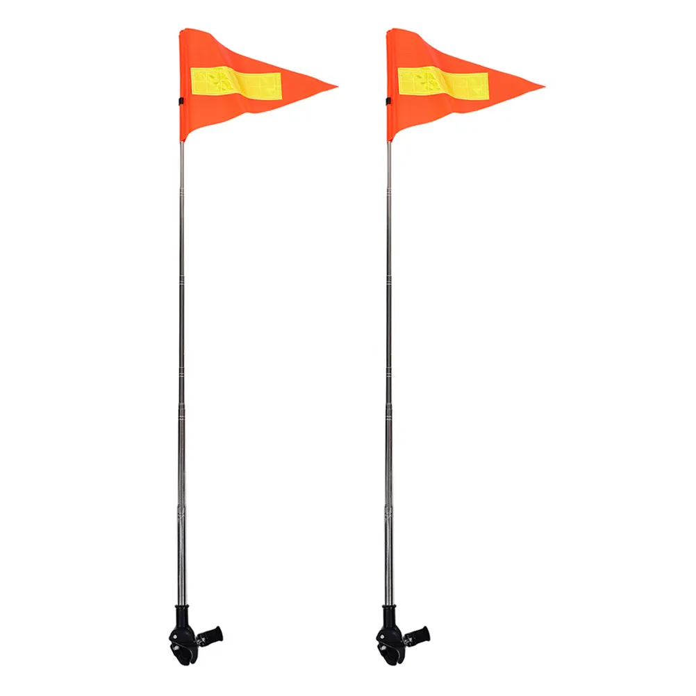 

2Pcs Safety Flags High Visibility Orange Reflective Triangle Telescopic Poles Adjustable Golf Cart Wheelchair Stroller Outdoor