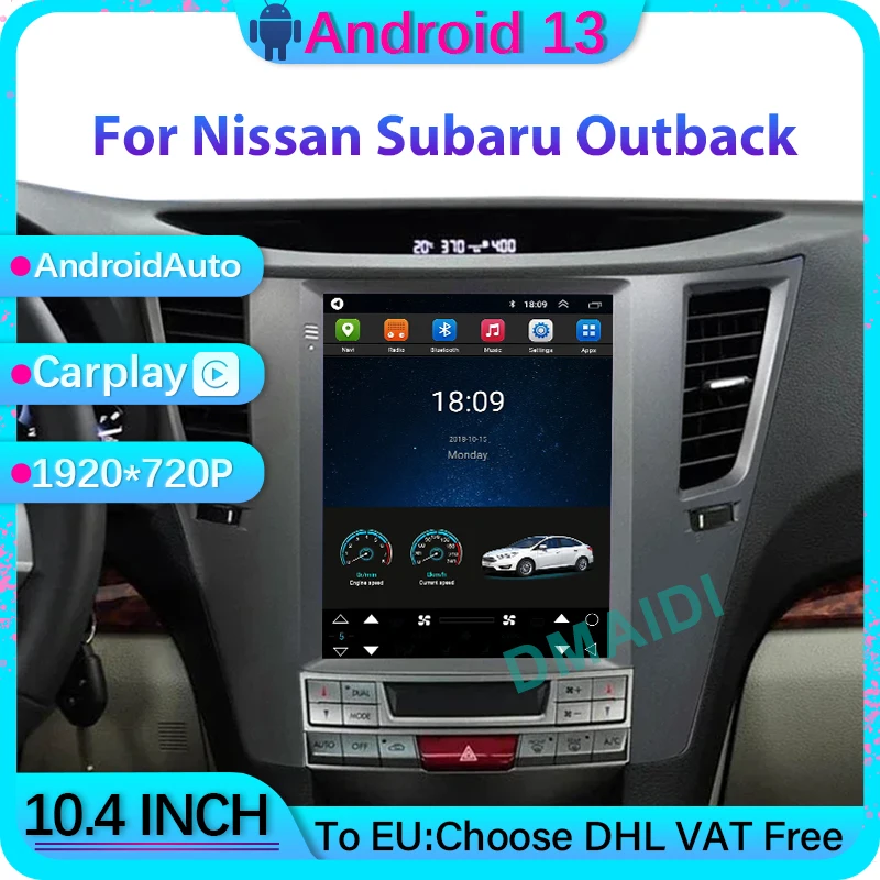 

Carplay Auto Vertical screen Android 13 Car Radio 10.4" Snapdragon GPS Multimedia Player For Nissan Subaru Outback Video Stereo