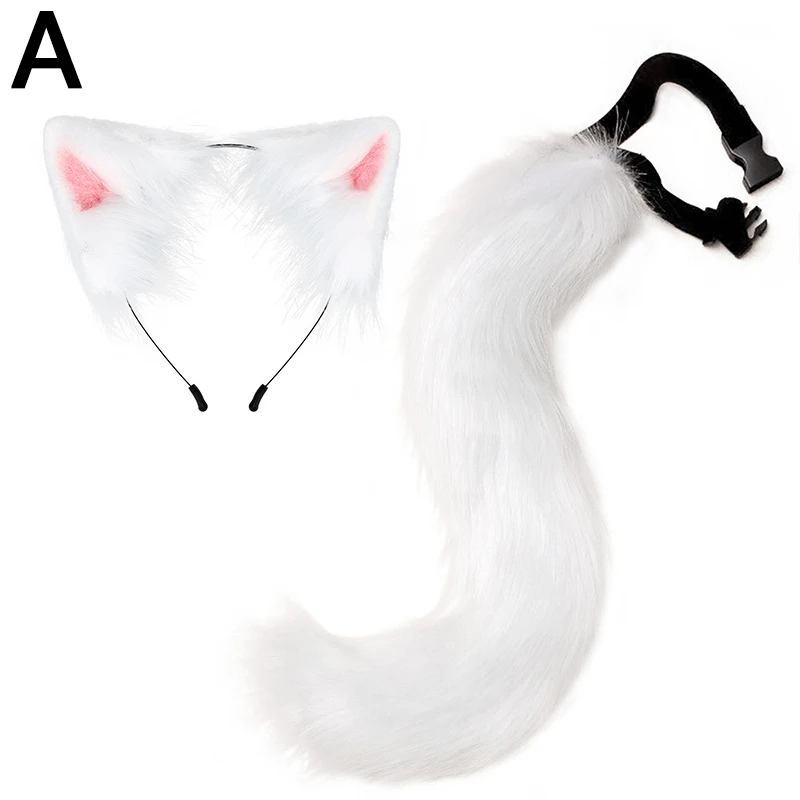 Fox Ear Hair Hoop Long Tail Set Adjustable Belt for Girls Cosplay Anime Props Lolita Dress Party Birthday Custom Accessories